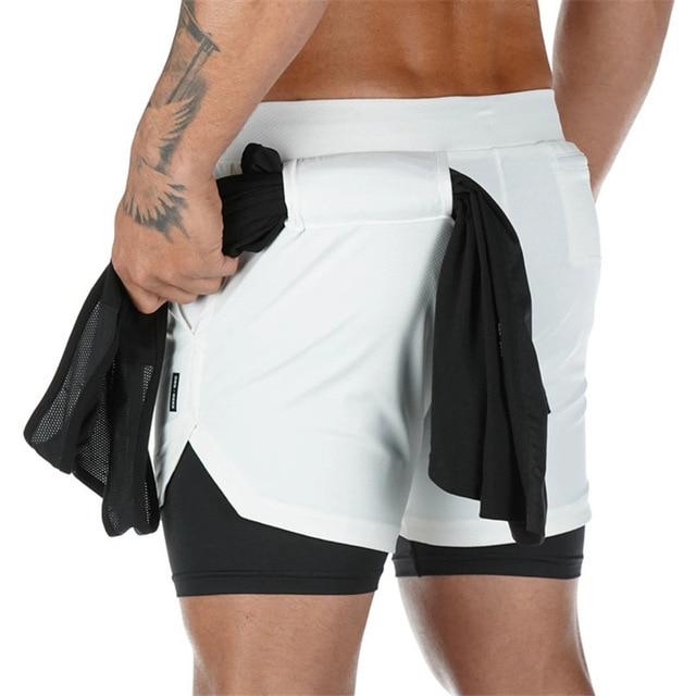 Mens 3 in 1 Workout Shorts - Quick dry with phone & towel holder - Dennet